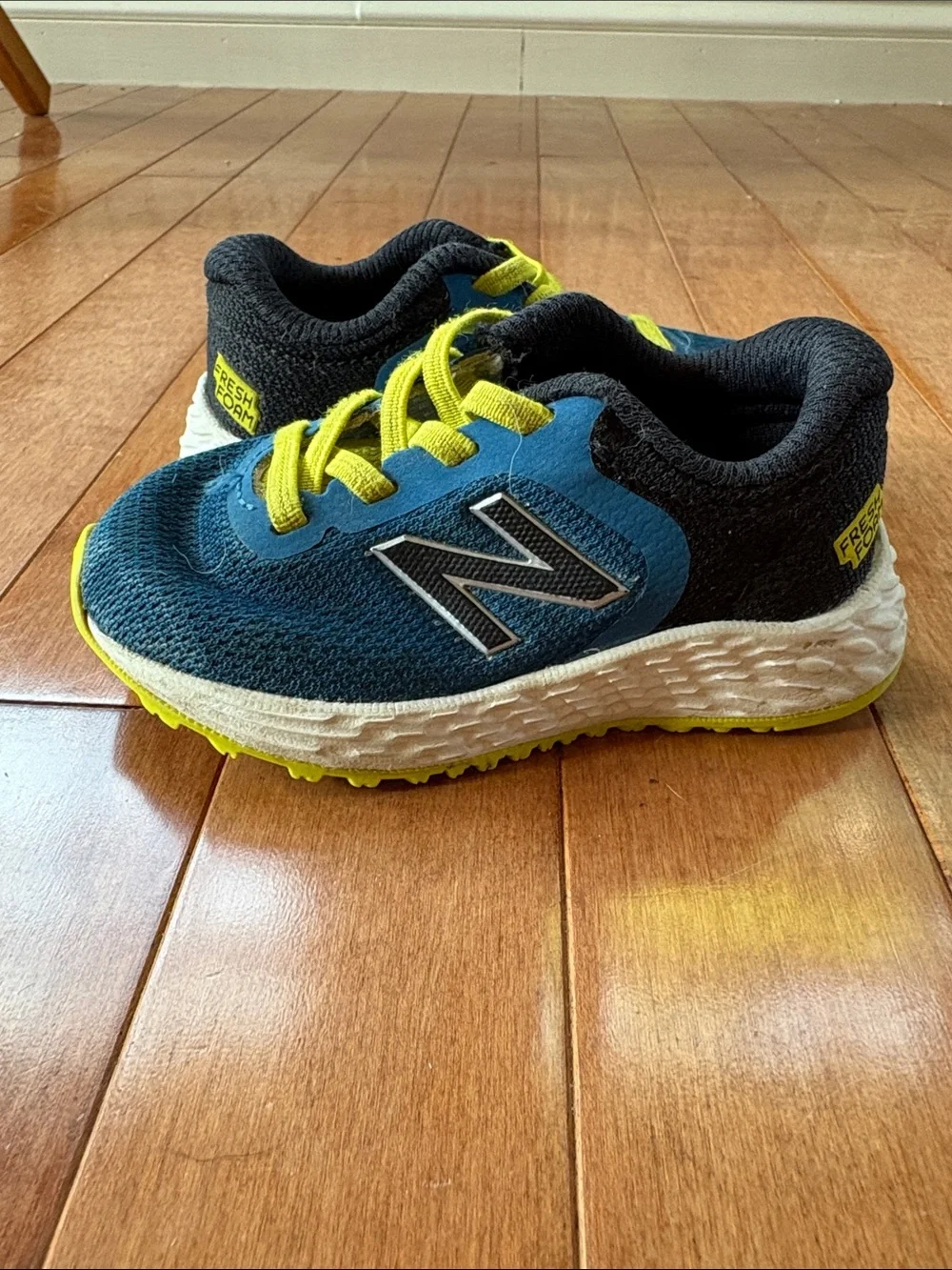 New Balance Kids Navy and Lime Athletic Sneakers